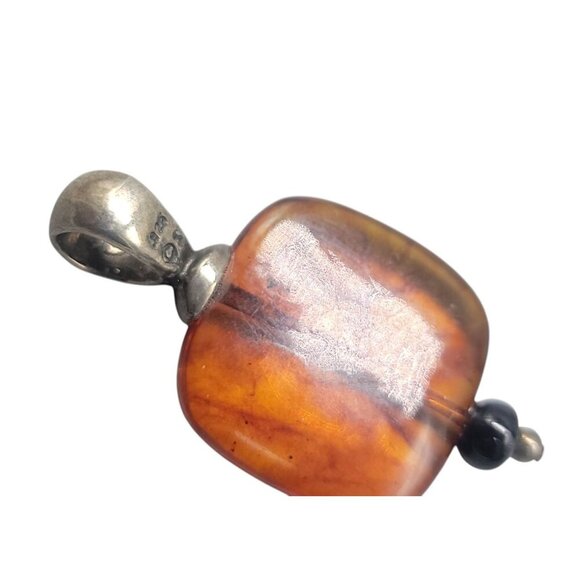 Shube's Dakota West Sterling Silver Amber Onyx Pendant Signed Hallmark - Picture 6 of 7